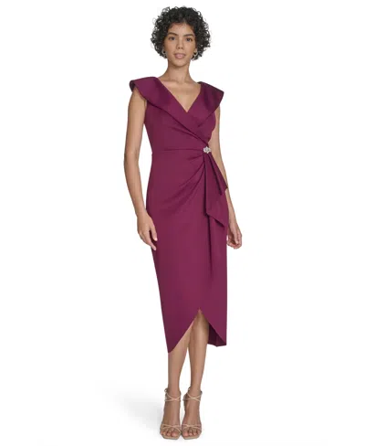 Jessica Howard Women's Sleeveless V-neck Midi Dress In Purple