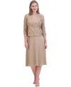Jessica Howard Women's Soutache Jacket & Jewel-neck Midi Dress In Toffee