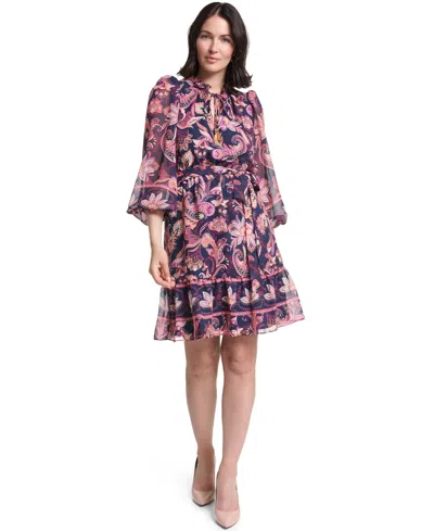 Jessica Howard Women's Tie-neck Dress In Multi