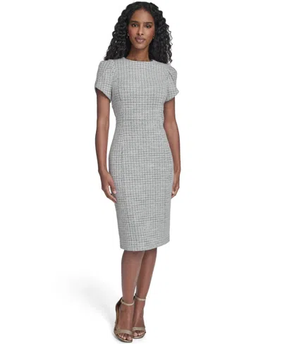 Jessica Howard Women's Tulip-sleeve Jewel Neck Midi Dress In Gold