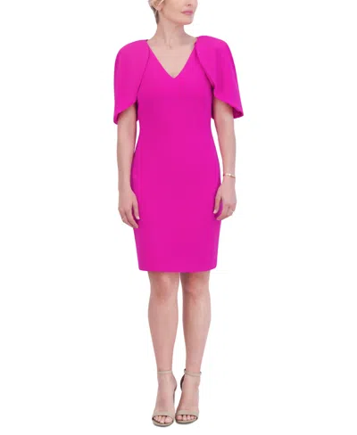 Jessica Howard Petite Draped-sleeve V-neck Sheath Dress In Pink