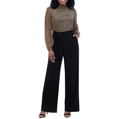 Jessica Howard Womens Belted Polyester Jumpsuit In Black