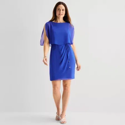 Jessica Howard Womens Belted Sleeveless Shift Dress In Blue