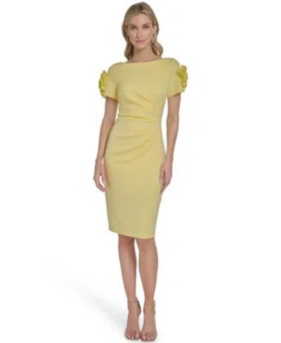 Jessica Howard Womens Boat Neck Short Sleeve Dress In Yellow