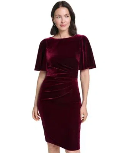 Jessica Howard Womens Boat Neck Velvet Dress In Burgundy