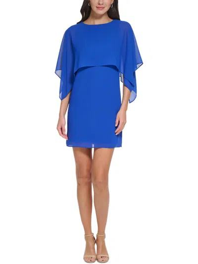 Jessica Howard Womens Chiffon Short Shift Dress In Blue