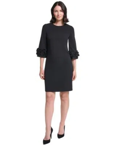 Jessica Howard Womens Crew Neck Shift Dress In Black