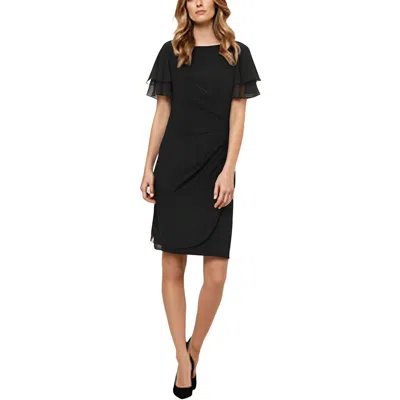 Jessica Howard Womens Drapey Jersey Cocktail And Party Dress In Black