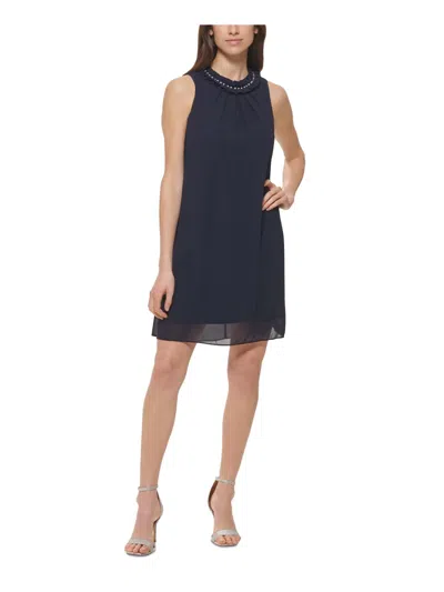 Jessica Howard Womens Embellished Short Halter Dress In Blue