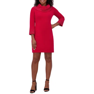 Jessica Howard Womens Embellished Viscose Sweaterdress In Red