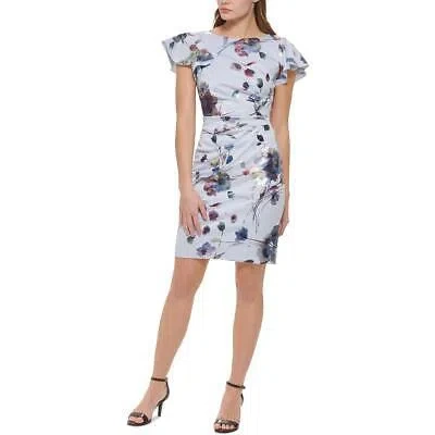 Pre-owned Jessica Howard Womens Floral Print Cocktail And Party Dress Petites Bhfo 3912 In Blue