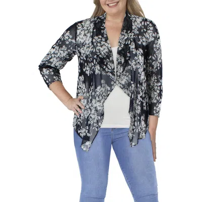 Jessica Howard Womens Floral Print Drapey Open-front Blazer In Multi