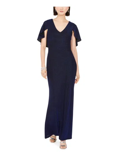 Jessica Howard Womens Glitter Long Evening Dress In Blue