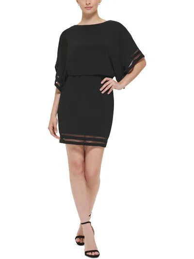 Jessica Howard Womens Illusion Midi Cocktail And Party Dress In Black