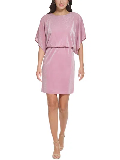 Jessica Howard Womens Metallic Blouson Cocktail And Party Dress In Pink