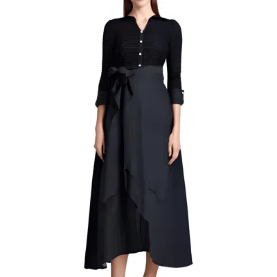 Jessica Howard Womens Pintuck Polyester Evening Dress In Black