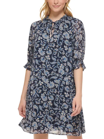Jessica Howard Womens Polyester Midi Dress In Blue