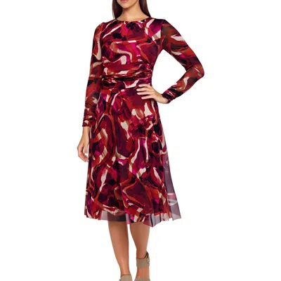 Jessica Howard Womens Printed Mesh Midi Dress In Burgundy