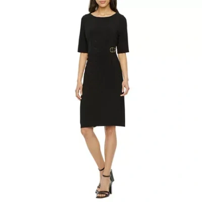 Jessica Howard Womens Short Sleeve Sheath Dress In Black