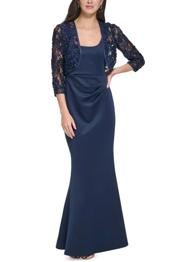 Jessica Howard Womens Soutache Polyester Evening Dress In Blue
