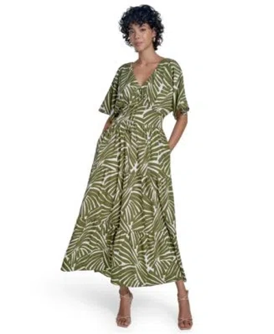 Jessica Howard Womens V Neck Fit Flare Dress 4p 16 In Green