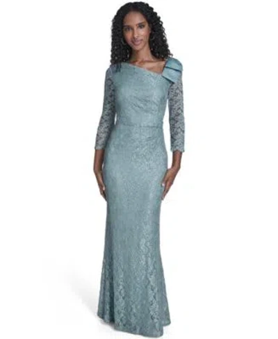 Jessica Howard Womens V Neck Sheath Gown In Green