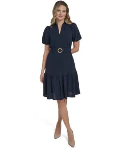 Jessica Howard Womens V Neck Short Dress In Blue
