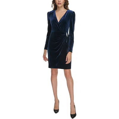 Jessica Howard Womens Velvet Mini Wrap Dress In Blue