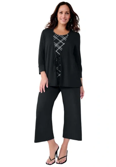 Jessica London 2-in-1 Layered Tunic In Black