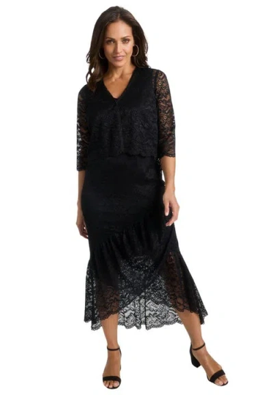 Jessica London 2-piece Lace Tulip Jacket Dress In Black