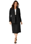 Jessica London 2-piece Stretch Crepe Single-breasted Skirt Suit In Black