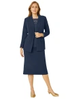 Jessica London 2-piece Stretch Crepe Single-breasted Skirt Suit In Blue