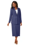 Jessica London 2-piece Stretch Crepe Single-breasted Skirt Suit In Blue