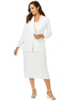 Jessica London 2-piece Stretch Crepe Single-breasted Skirt Suit In White