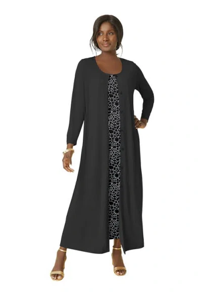 Jessica London 2-piece Stretch Knit Duster Set In Black