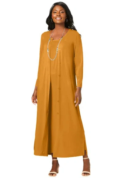 Jessica London 2-piece Stretch Knit Duster Set In Pink