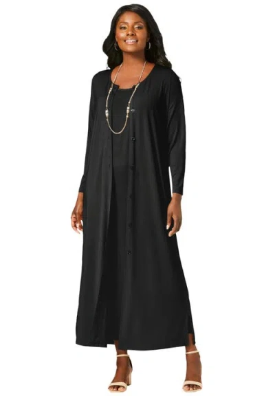 Jessica London 2-piece Stretch Knit Duster Set In Red
