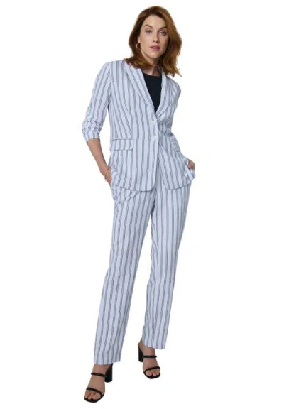 Jessica London 2-piece Stretch Crepe Single-breasted Pantsuit In Blue