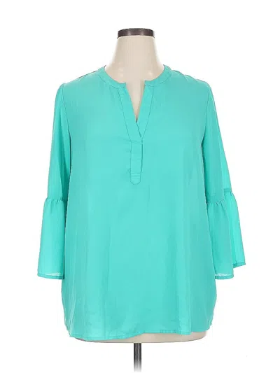 Pre-owned Jessica London 3/4 Sleeve Blouse In Blue
