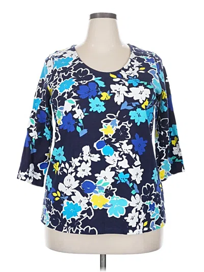 Pre-owned Jessica London 3/4 Sleeve Blouse In Blue