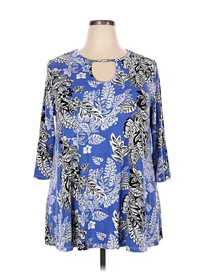 Pre-owned Jessica London 3/4 Sleeve Blouse In Blue