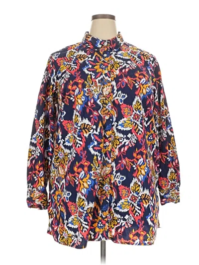 Pre-owned Jessica London 3/4 Sleeve Blouse In Blue
