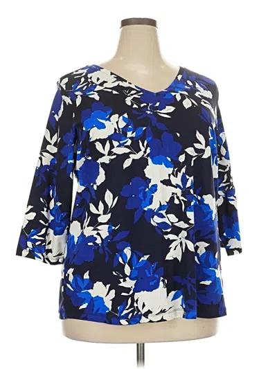 Pre-owned Jessica London 3/4 Sleeve Blouse In Blue