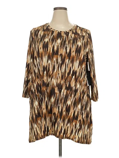 Jessica London 3/4 Sleeve Blouse In Brown
