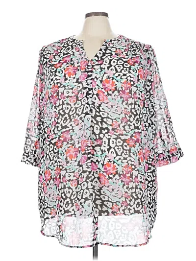 Pre-owned Jessica London 3/4 Sleeve Blouse In Gray