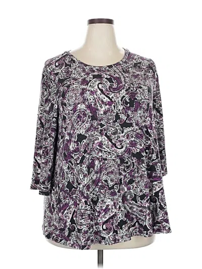 Pre-owned Jessica London 3/4 Sleeve Blouse In Purple