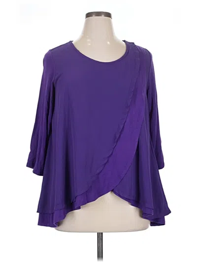 Pre-owned Jessica London 3/4 Sleeve Blouse In Purple