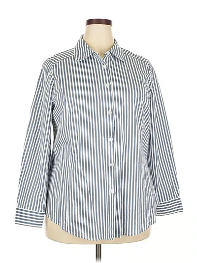 Pre-owned Jessica London 3/4 Sleeve Button Down Shirt In Blue