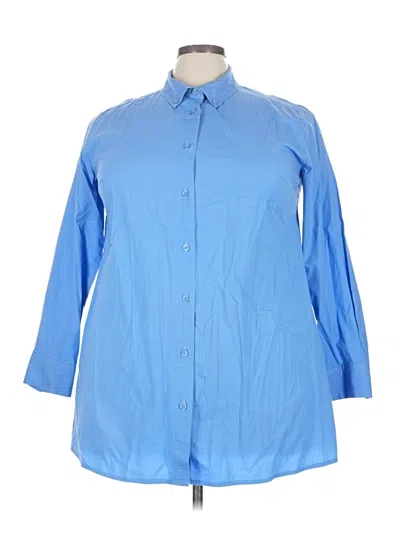 Pre-owned Jessica London 3/4 Sleeve Button Down Shirt In Blue