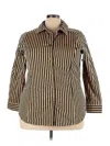 Jessica London 3/4 Sleeve Button Down Shirt In Brown